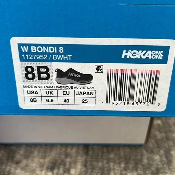 Women’s Hoka Bondi 8 Black & White, sz. 8 - Picture 9 of 9